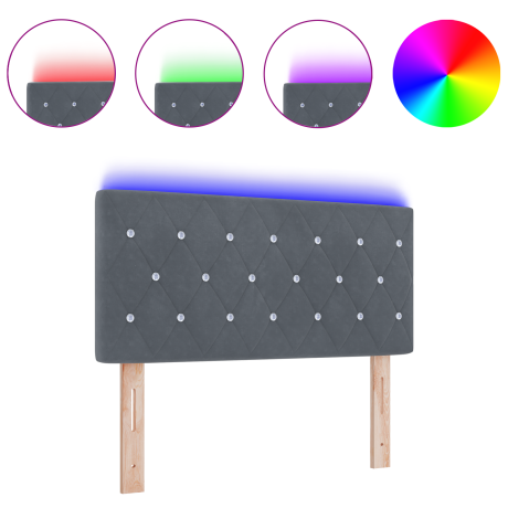 vidaXL LED Hoofdbord met hoofdeinde Donkergrijs 100 cm Fluweel afbeelding3 - 1