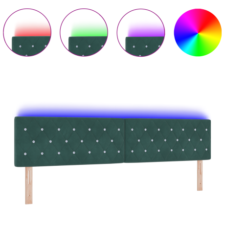 vidaXL Hoofdbord LED en kristallen knopen 100 cm fluweel donkergroen afbeelding3 - 1