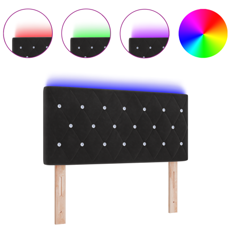 vidaXL LED Hoofdbord met LED-stripverlichting Zwart 100 cm Fluweel afbeelding3 - 1
