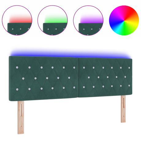 vidaXL Hoofdbord LED en kristallen knopen 72 cm fluweel donkergroen afbeelding3 - 1