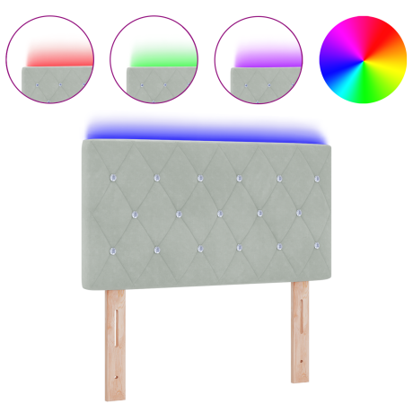 vidaXL LED Hoofdbord met LED-stripverlichting Lichtgrijs 80 cm Fluweel afbeelding3 - 1