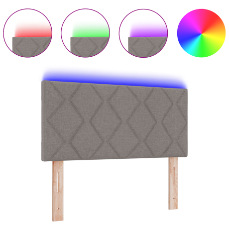 vidaXL Hoofdbord LED met ruitjes 100 cm stof taupe afbeelding3 - 1