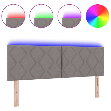 vidaXL Hoofdbord LED met ruitjes 144 cm stof taupe afbeelding3 - 1