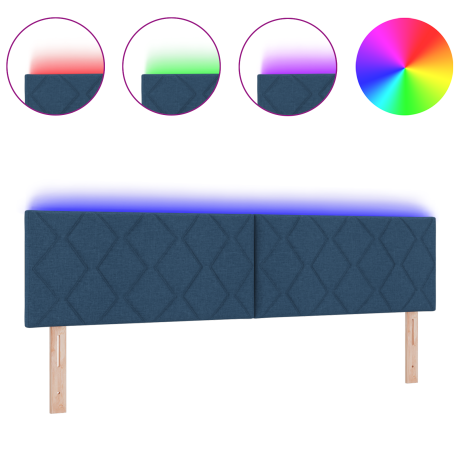 vidaXL Hoofdbord LED met ruitjes 180 cm stof blauw afbeelding3 - 1