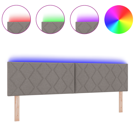 vidaXL Hoofdbord LED met ruitjes 180 cm stof taupe afbeelding3 - 1