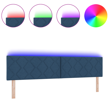 vidaXL Hoofdbord LED met ruitjes 200 cm stof blauw afbeelding3 - 1