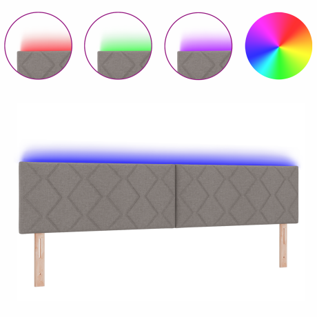 vidaXL Hoofdbord LED met ruitjes 200 cm stof taupe afbeelding3 - 1