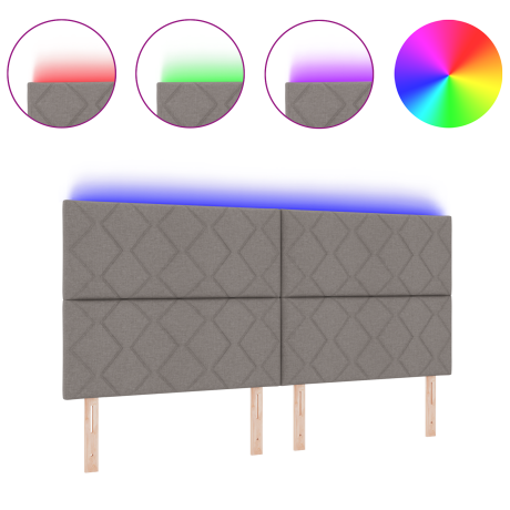 vidaXL Hoofdbord LED met ruitjes 200 cm stof taupe afbeelding3 - 1
