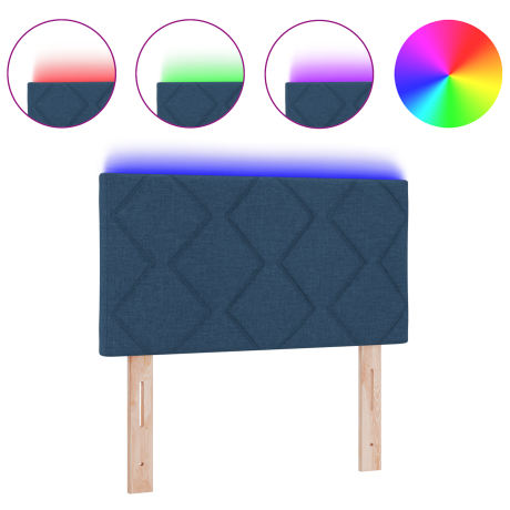 vidaXL Hoofdbord LED met ruitjes 80 cm stof blauw afbeelding3 - 1