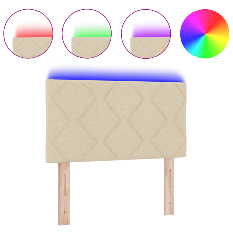 vidaXL Hoofdbord LED met ruitjes 80 cm stof crèmekleurig afbeelding3 - 1