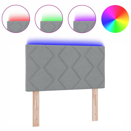 vidaXL LED Hoofdbord Lichtgrijs 80 cm Stof afbeelding3 - 1