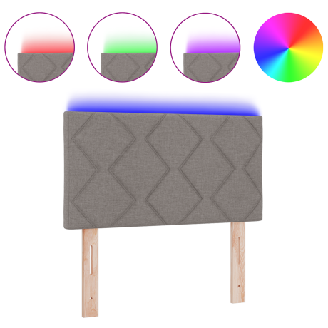 vidaXL Hoofdbord LED met ruitjes 80 cm stof taupe afbeelding3 - 1