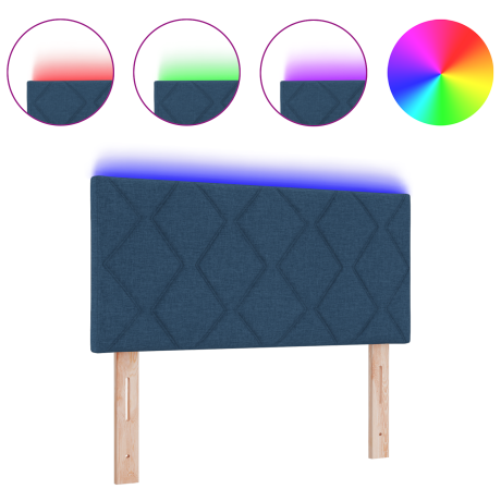 vidaXL LED Hoofdbord Blauw 90 cm Stof afbeelding3 - 1
