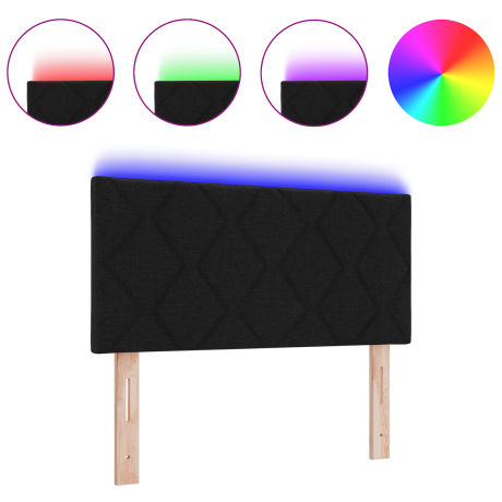 vidaXL LED Hoofdbord Zwart 90 cm Stof afbeelding3 - 1