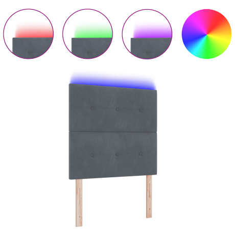 vidaXL LED Hoofdbord met LED-stripverlichting Grijs 100 cm Fluweel afbeelding3 - 1