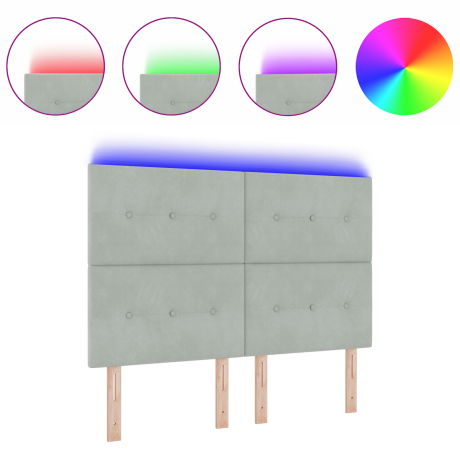 vidaXL Hoofdbord met LED 80 cm fluweel lichtgrijs afbeelding3 - 1