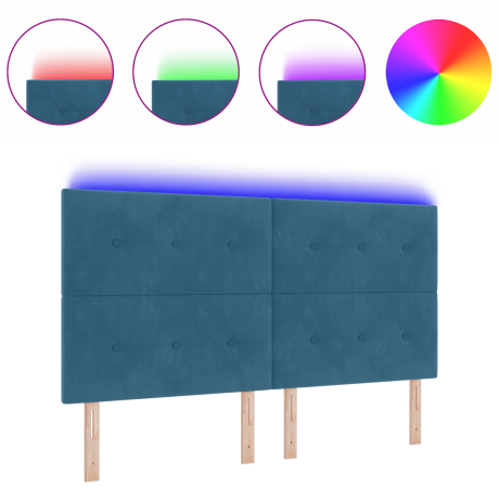vidaXL Hoofdbord met LED 90 cm fluweel donkerblauw afbeelding3 - 1