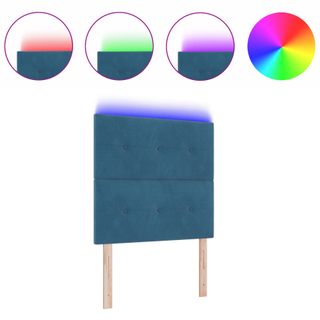 vidaXL Hoofdbord met LED 90 cm fluweel donkerblauw afbeelding3 - 1
