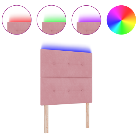 vidaXL Hoofdbord met LED 90 cm fluweel roze afbeelding3 - 1
