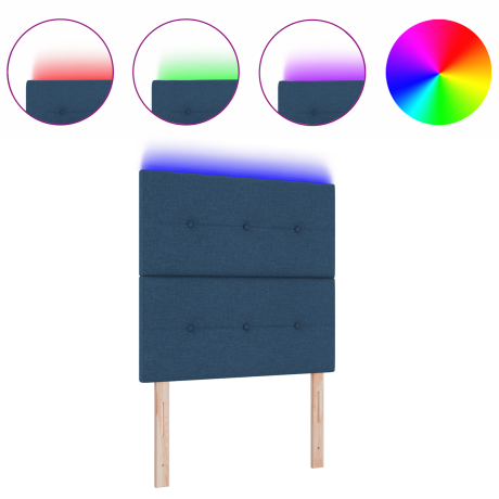 vidaXL Hoofdbord met LED 90 cm stof blauw afbeelding3 - 1