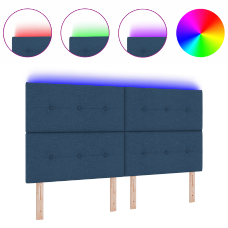 vidaXL Hoofdbord met LED 90 cm stof blauw afbeelding3 - 1