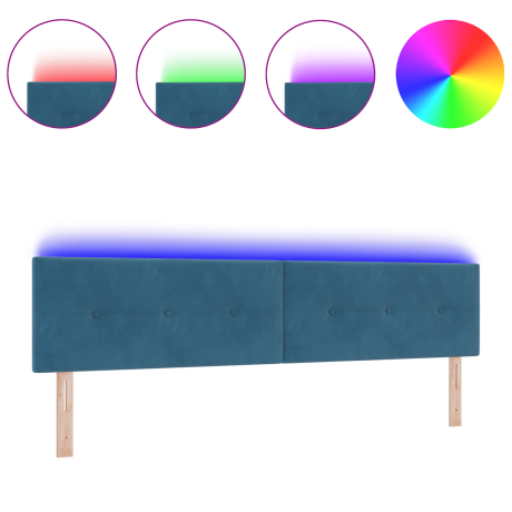 vidaXL Hoofdbord met LED en knopen 100 cm fluweel donkerblauw afbeelding3 - 1