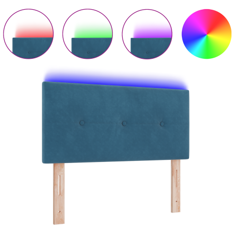 vidaXL Hoofdbord met LED en knopen 100 cm fluweel donkerblauw afbeelding3 - 1