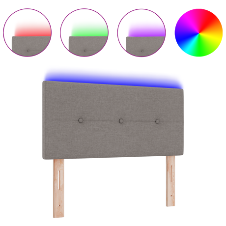vidaXL Hoofdbord met LED en knopen 100 cm stof taupe afbeelding3 - 1