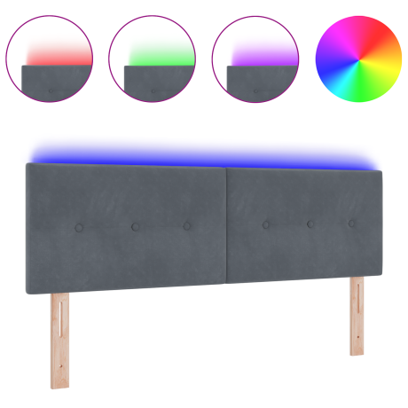 vidaXL Hoofdbord met LED en knopen 80 cm fluweel donkergrijs afbeelding3 - 1