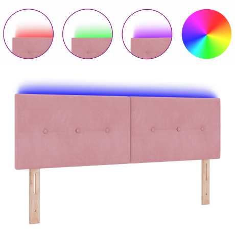 vidaXL Hoofdbord met LED en knopen 80 cm fluweel roze afbeelding3 - 1