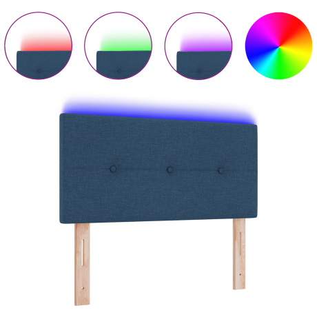 vidaXL LED Hoofdbord met LED-stripverlichting Blauw 80 cm Stof afbeelding3 - 1