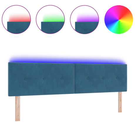 vidaXL Hoofdbord met LED en knopen 90 cm fluweel donkerblauw afbeelding3 - 1
