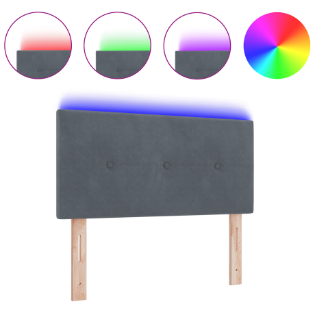 vidaXL LED Hoofdbord met LED-stripverlichting Grijs 90 cm Fluweel afbeelding3 - 1