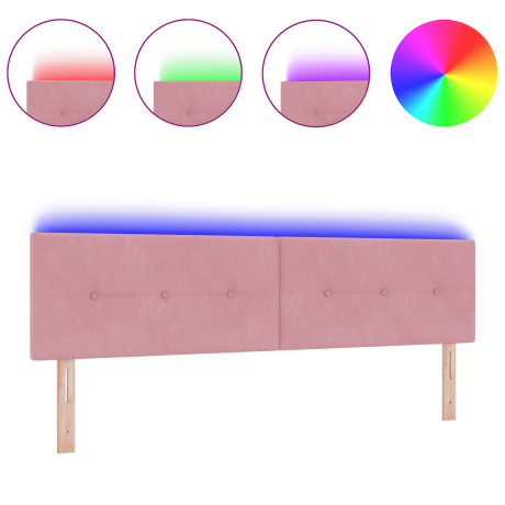 vidaXL Hoofdbord met LED en knopen 90 cm fluweel roze afbeelding3 - 1