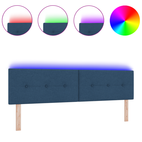 vidaXL Hoofdbord met LED en knopen 90 cm stof blauw afbeelding3 - 1
