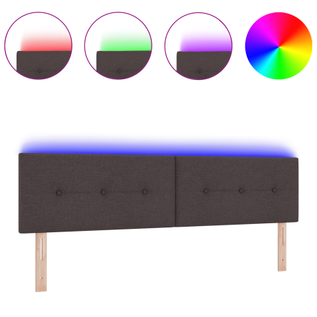 vidaXL Hoofdbord met LED en knopen 90 cm stof donkerbruin afbeelding3 - 1