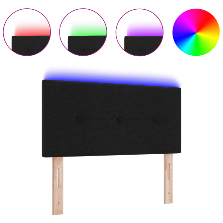 vidaXL LED Hoofdbord met LED-stripverlichting Zwart 90 cm Stof afbeelding3 - 1