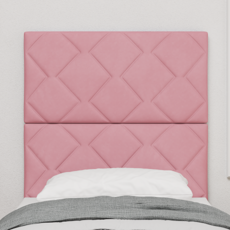 vidaXL Hoofdbord met ruitjes 80 cm fluweel roze afbeelding3 - 1