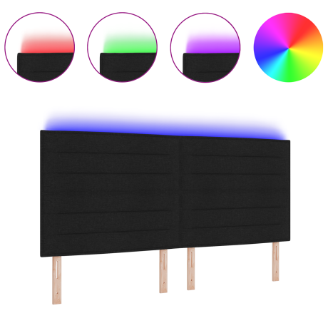 vidaXL LED Hoofdbord met LED-stripverlichting Zwart 200 cm Stof afbeelding3 - 1