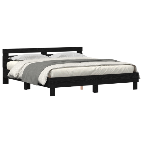 vidaXL Houten Bedframe Zwart eiken Massief hout 200 x 200 cm Duurzaam afbeelding3 - 1