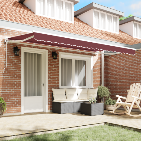 vidaXL Inklapbaar Zonnescherm Bordeauxrood 350x200 cm Stof afbeelding3 - 1