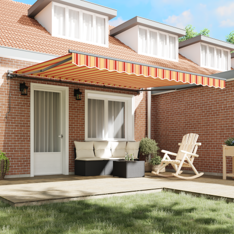 vidaXL Inklapbaar Zonnescherm Geel en Oranje 400x300 cm Polyester afbeelding3 - 1