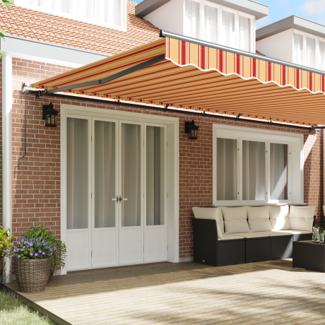 vidaXL Inklapbaar Zonnescherm geel en oranje 600 × 350 cm Stof afbeelding3 - 1