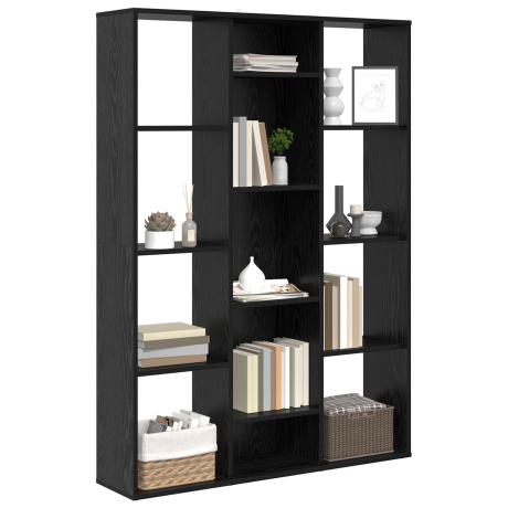 vidaXL Kamerscherm Zwart eiken 100 x 24 x 140 cm Bewerkt hout afbeelding3 - 1