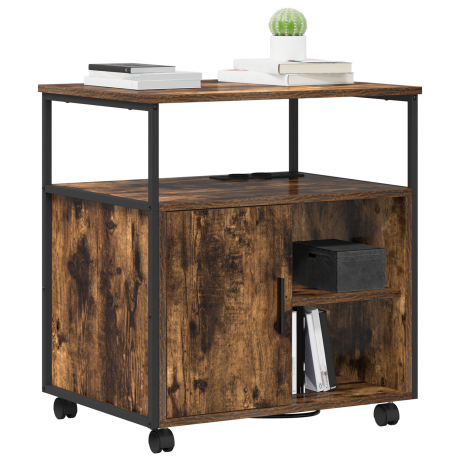 vidaXL Kantoor kast Gerookt eiken 60 x 46 x 67 cm Bewerkt hout afbeelding3 - 1