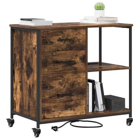 vidaXL Kantoor kast Gerookt eiken 76 x 41 x 72 cm Bewerkt hout afbeelding3 - 1