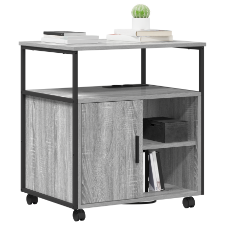 vidaXL Kantoor kast met wiel Grijs sonoma 60 x 46 x 67 cm Bewerkt hout afbeelding3 - 1