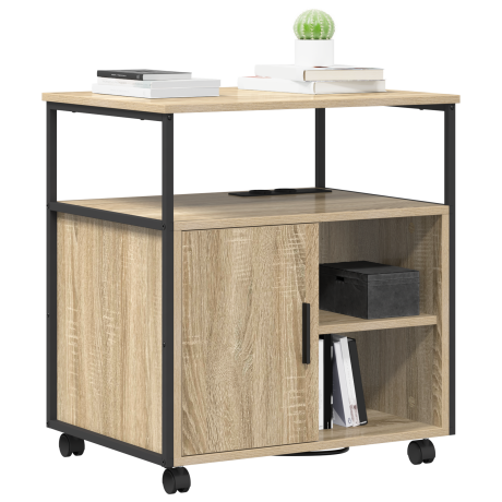 vidaXL Kantoor kast met wiel Sonoma eiken 60 x 46 x 67 cm Bewerkt hout afbeelding3 - 1