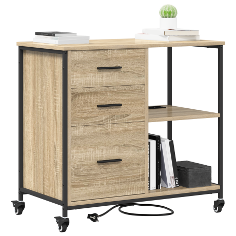 vidaXL Kantoor kast met wiel Sonoma eiken 76 x 41 x 72 cm Bewerkt hout afbeelding3 - 1