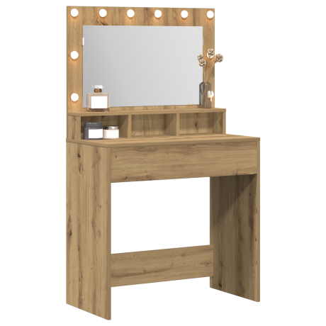 vidaXL Kaptafel met LED Verlichting - Artisan Eiken - 79 x 41 x 135 cm afbeelding3 - 1